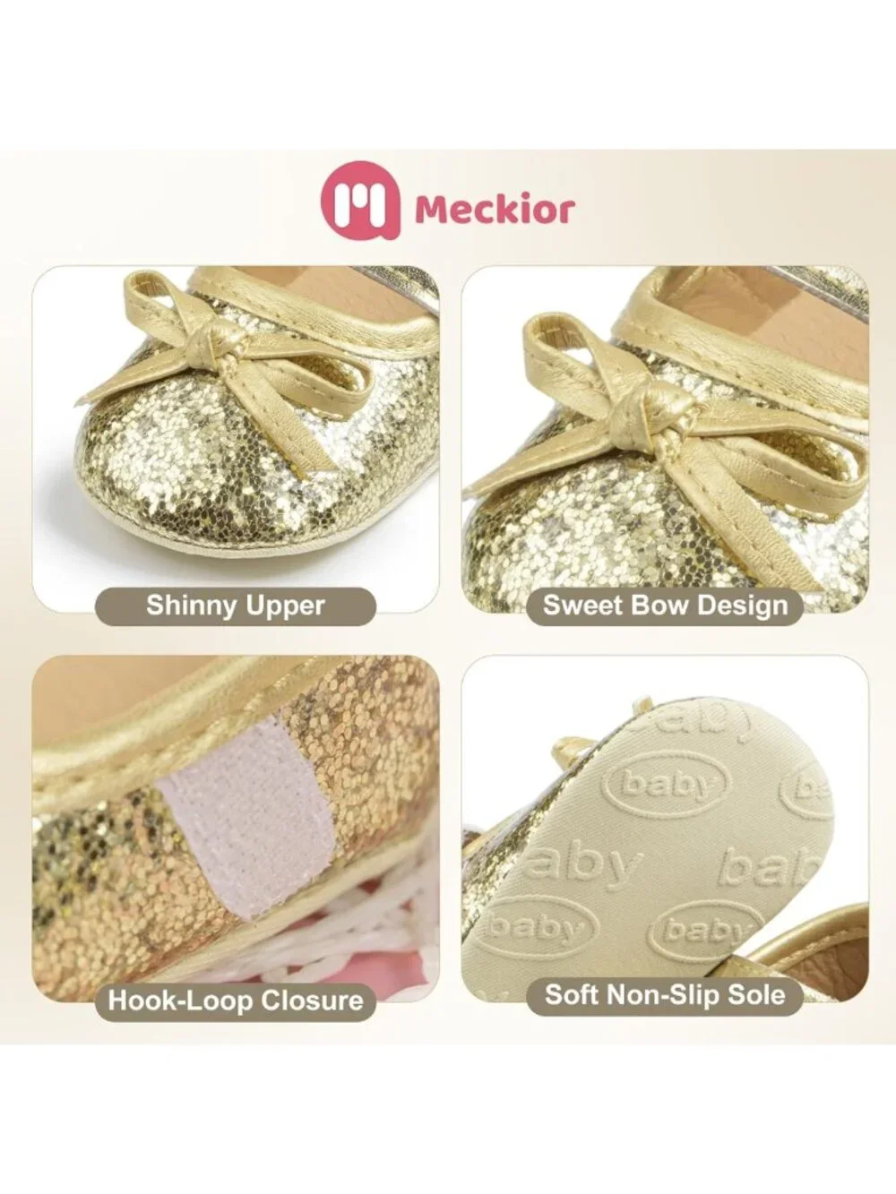 Soft Sole Bowknot Baby Girls' Mary Jane Flats | Infant Prewalker Wedding Shoes